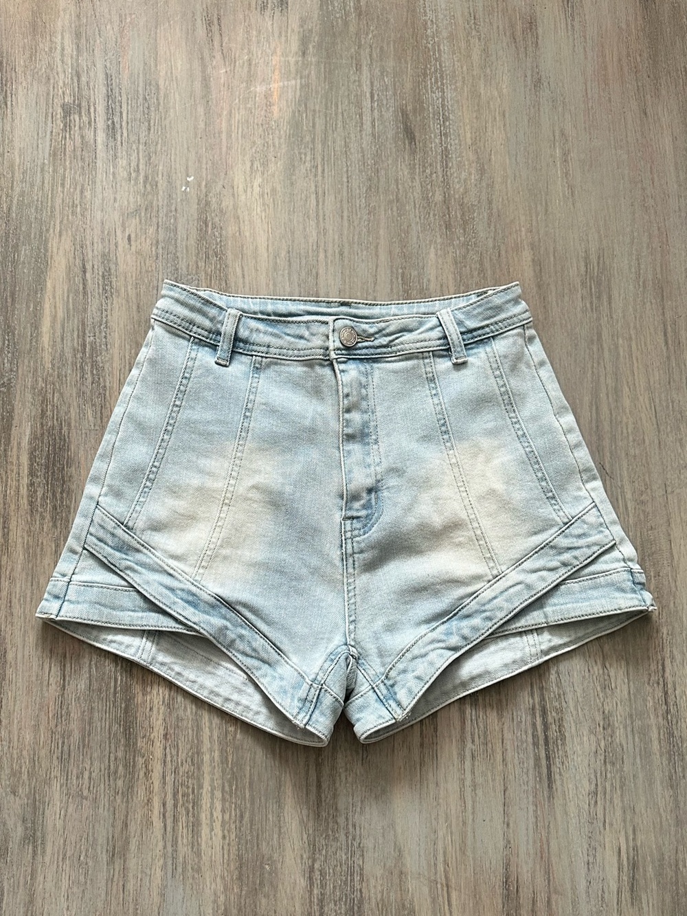 Aaron & Amber High-Waist Light Blue Denim Shorts